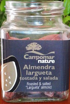 Almendra largueta tostada y salada front packaging