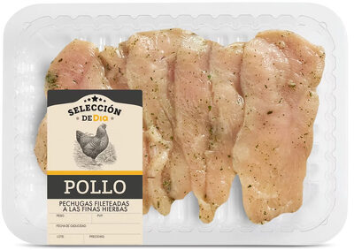 Pechuga de pollo fileteada a las finas hiervas front packaging