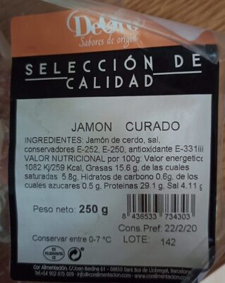 Jamón Curado (selección de calidad front packaging