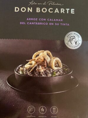 Arroz con calamar del cantábrico en su tinta