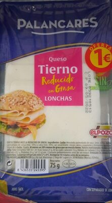 Queso tierno reducido en grasa front packaging