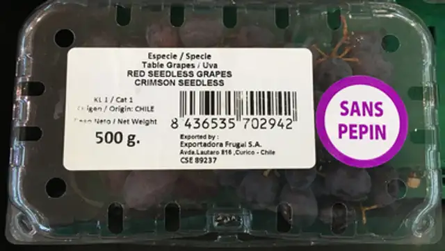 Raisin sans pépin front packaging