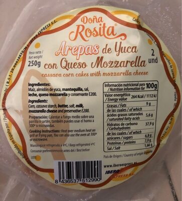 Arepas de yuca con queso mozzarella