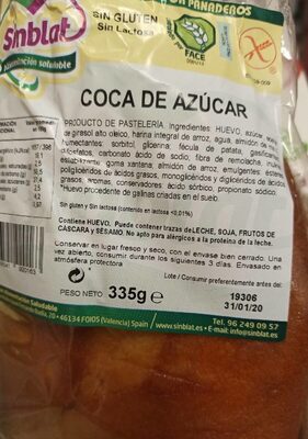 Coca de azúcar front packaging