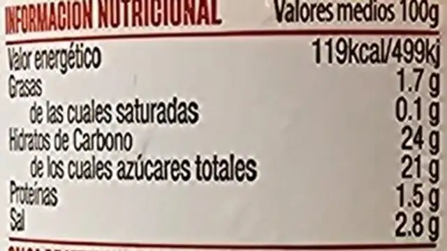 Ketchup Mostaza BBQ nutrition facts table