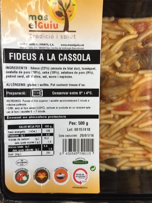 Fideus a la cassola