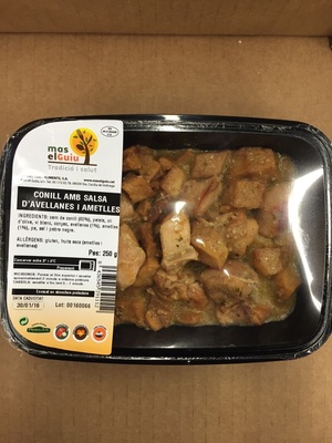 Conill amb salsa d'avellanes i ametlles front packaging