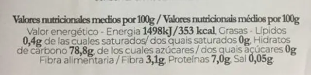 Bifun Espaguetis de Arroz nutrition facts table