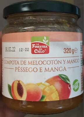 Compota de melocotón y mango front packaging