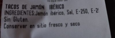 Tacos jamón ingredients label
