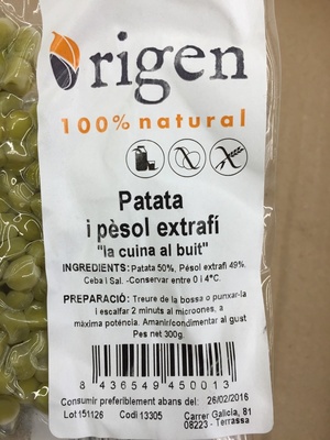 Patata i pèsol extrafí