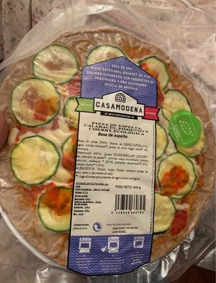 Pizza de Espelta, Calabacín, Pimiento y Cherry Ecológica