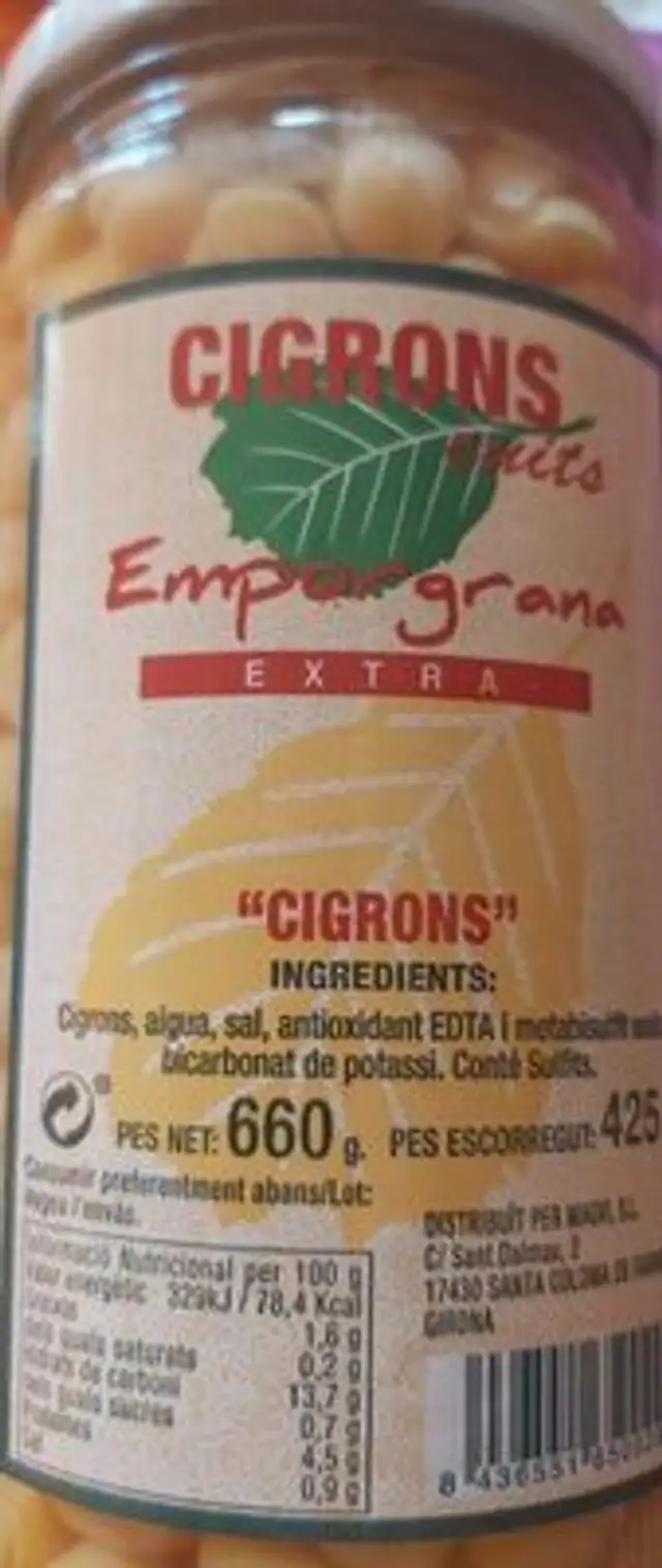 Garbanzos front packaging
