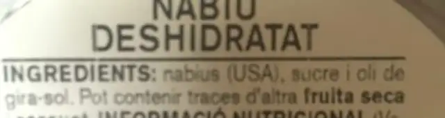 Canneberges Deshidratrées ingredients label