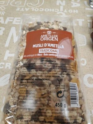 Musli d'ametlla ingredients label