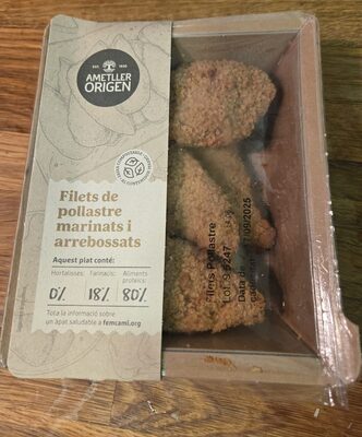 Filets De Pollastre Arrebossats Marinats front packaging