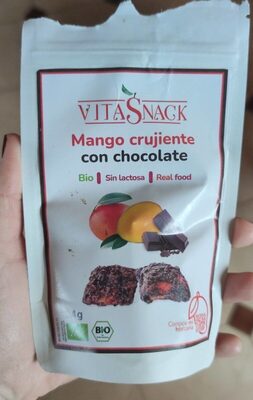 Mango crujiente con chocolate front packaging