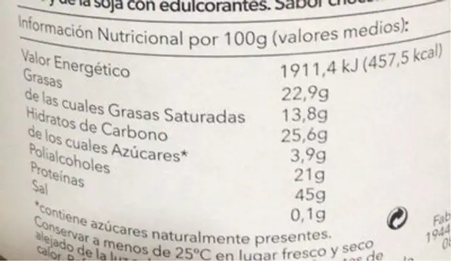 Protein crunch nutrition facts table