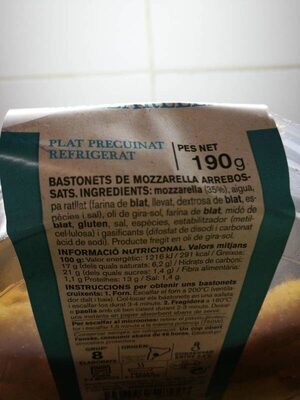 Bastonets de mozzarella arrebossats