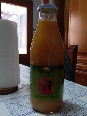 Suc de melicotó ecològic front packaging