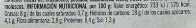 Yakisoba con pollo nutrition facts table