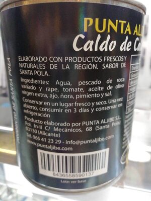 Caldo de Caldero ingredients label