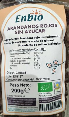 Arándanos rojos sin azúcar