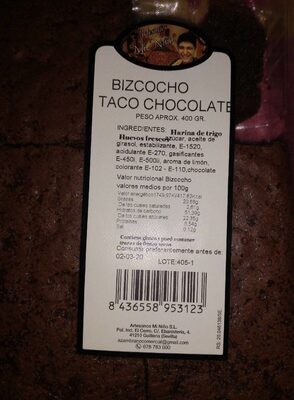 BIZCOCHO TACO CHOCOLATE