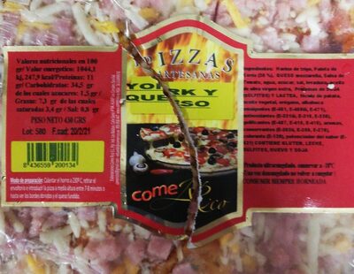 Pizzas artesanas jamón y queso