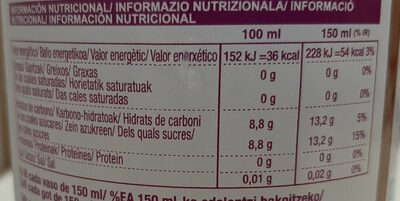 Zumo de Manzana y Fruta de la Pasión BIO nutrition facts table