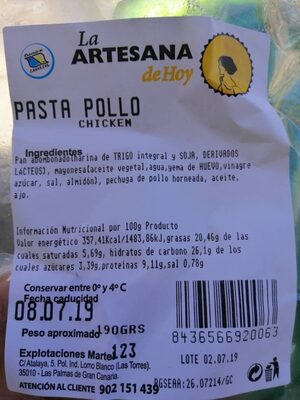 Pasta pollo ingredients label