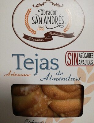 Tejas artesanas de almendras sin azúcar