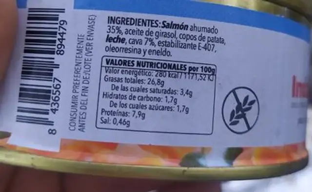 Pate de salmon al cava nutrition facts table