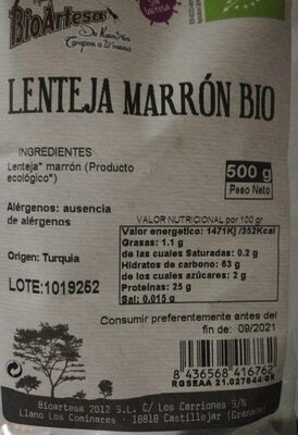 Lenteja marrón bio
