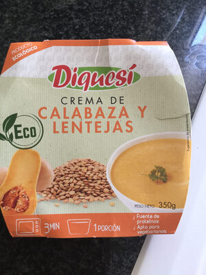 Crema ecológica de calabaza y lentejas tarrina