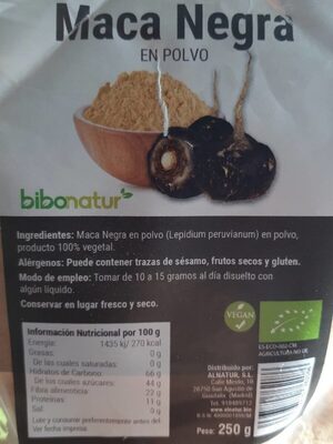 Maca negra en polvo front packaging