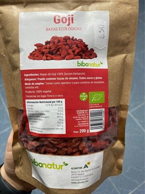 Goji Bayas ecológicas front packaging