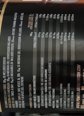 Powers Labs BCAA GLUTAMINE 6 1 1 nutrition facts table