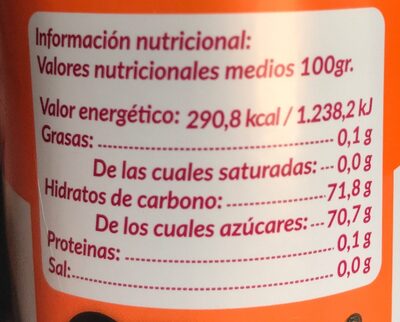 Sirope de mango nutrition facts table