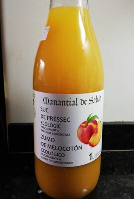 Zumo de melocotón ecológico front packaging