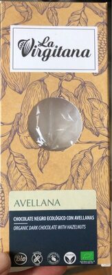 Chocolate negro ecologico con avellana front packaging