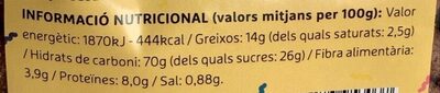 Cereals farcits de crema de xocolata i avellanes nutrition facts table