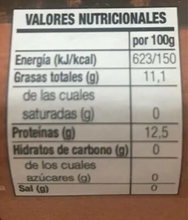 Huevos de gallinas camperas nutrition facts table