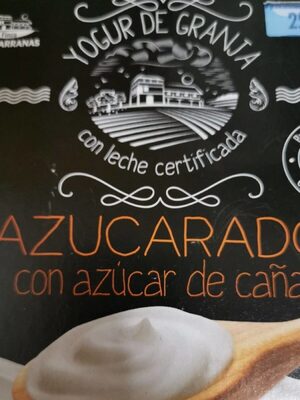 Yogur de Granja azucarado con azúcar de caña front packaging