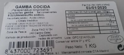 Gamba cocida elaborada FAO34