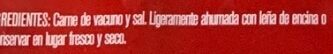 Cecina de Vacuno ingredients label