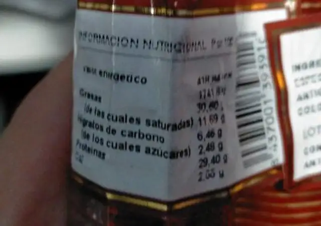 Longaniza de Graus nutrition facts table