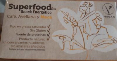 Snack Energetico, café, avellana y Maca front packaging