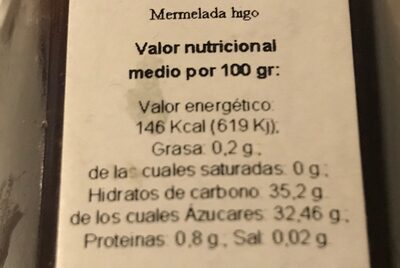 Mermelada de higo nutrition facts table