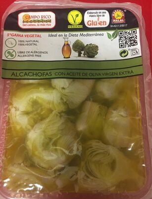Alcachofas con aceite de oliva front packaging